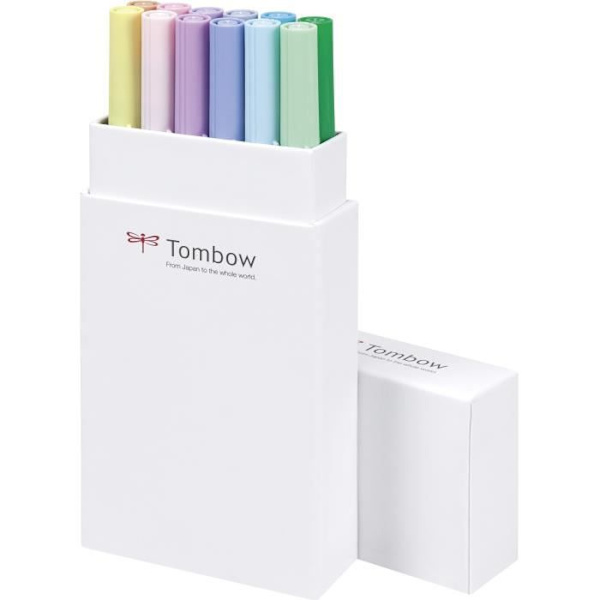 TOMBOW Box med 12 ABT markörer - Pastellfärger. Flerfärgad