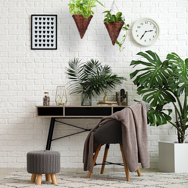 Relaxdays Hängande växtupphängning i 3-pack, handvävd korg av rotting, blomkruka HxD 30 x 25 cm, brun Brun
