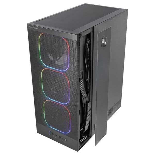 Gaming PC-chassi ATX - MARS GAMING - MC-NEBULA - 4 ARGB-fläktar 120 mm - Härdat glas-panel - Svart