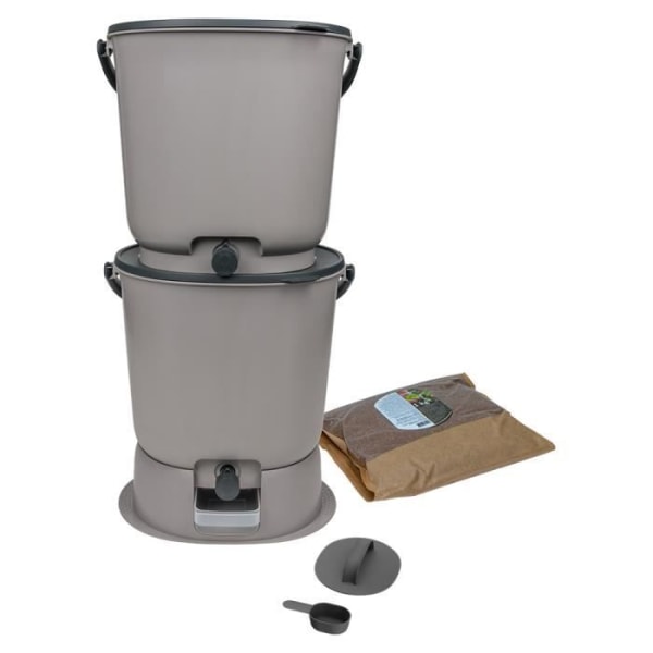 Bokashi komposter Skaza Essential 2x15,3L - aktivator ingår - Grå