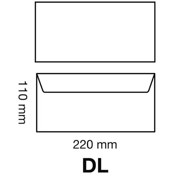 Kuvert - CLAIREFONTAINE - Claircode 110x220 - 80g - Vit - förpackning om 25 st