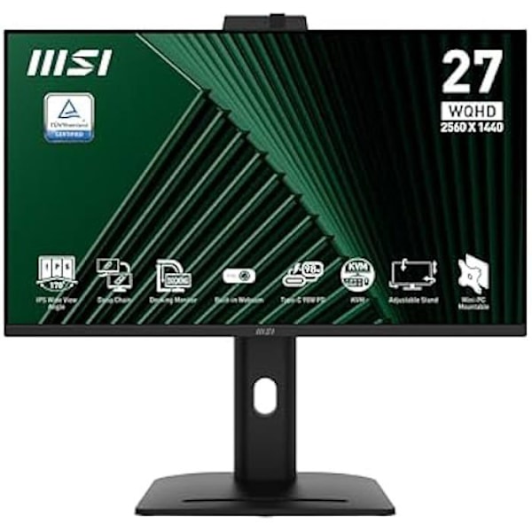 Kontorsmonitor - MSI - PRO MP275QPDG - 27" QHD IPS - 100 Hz - 4 ms - USB-C PD98W Svart