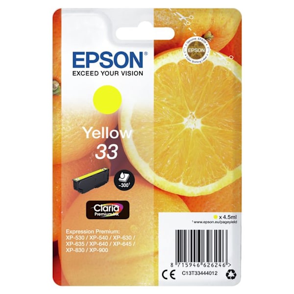 EPSON Original bläckpatron 33 - 4,5 ml - Gul