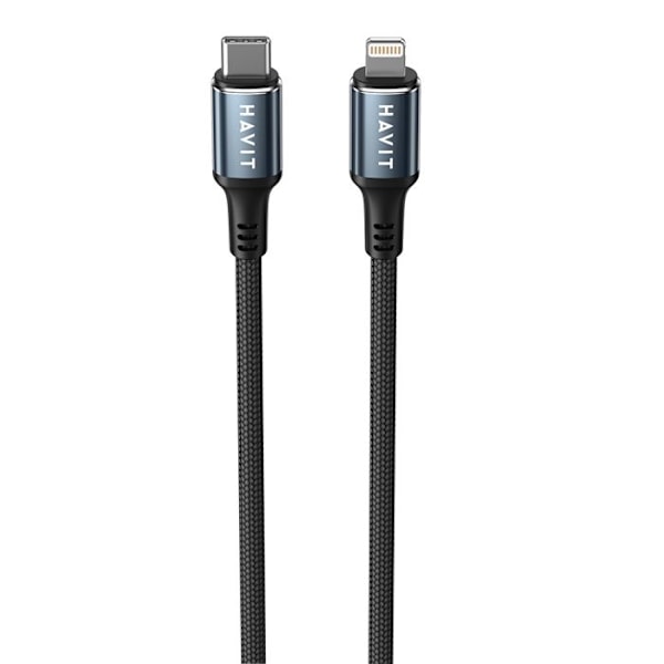 Snabb laddningsdatakabel, Typ-C, PD30W, 1 m - Havit (CB6311) - Svart / Blå