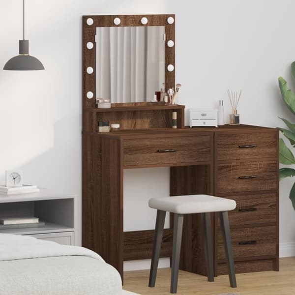 Frisör - Mörkbok - LED-belysning - 1 låda - Bred design Brun