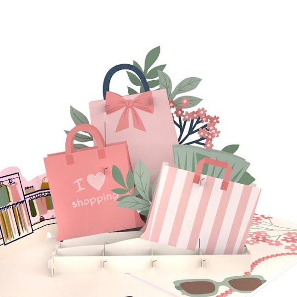 Mokio - DDD-097 - ® Pop-Up Shopping Kort, 3D Presentkort för en shoppingtur, Grattiskort till födelsedag