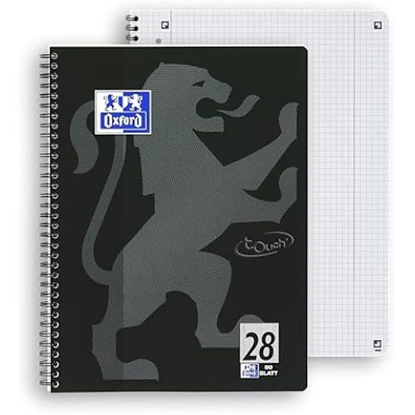 Cahier A4 - OXFORD - Touch - 80 ark - Rutnät - Mjuk omslag Svart