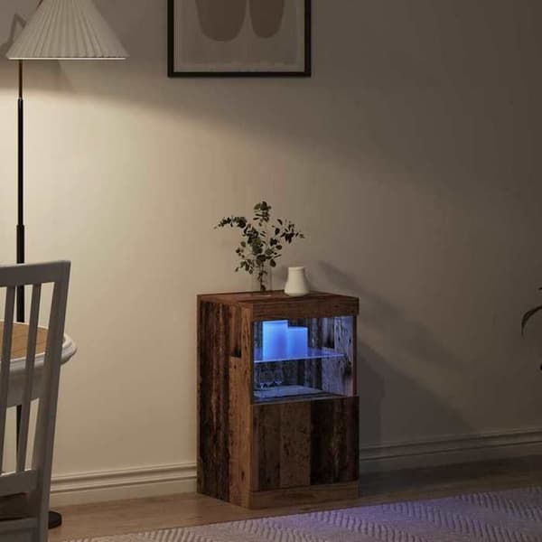 vidaXL Buffé LED Gamla trä 41 x 37 x 67 cm Ingenjörsträ 863036