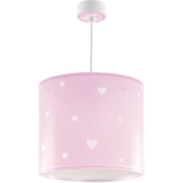 Dalber Sweet Dreams taklampa för barn med rosa hjärtmotiv - L 26 cm H 30 cm rosa och vitt