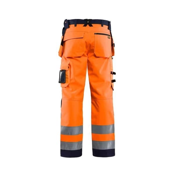 Högsynlig softshell arbetsbyxa Blaklader Neon orange/marinblå 54