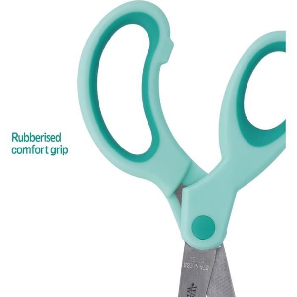 Westcott 21586 00 Soft Grip Barnvänliga Sax för vänsterhänta, 13 cm, rund spets turkos
