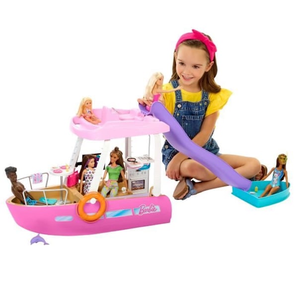 Barbie®-Drömbåt-Båt, pool, rutschkana, tillbehörsset HJV37 Flerfärgad