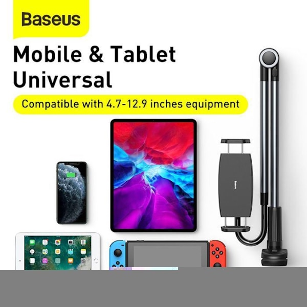 Baseus Otaku Life Lazy Holder Pro Justerbart roterande stativ (kompatibelt med telefon/iPad) Grå