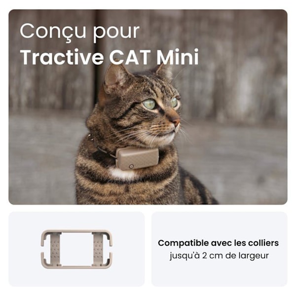 Tractive - TRCAT5CMBR - 2 Styva fästen för GPS-halsband för katungar för att ge sig ut på äventyr i säkerhet