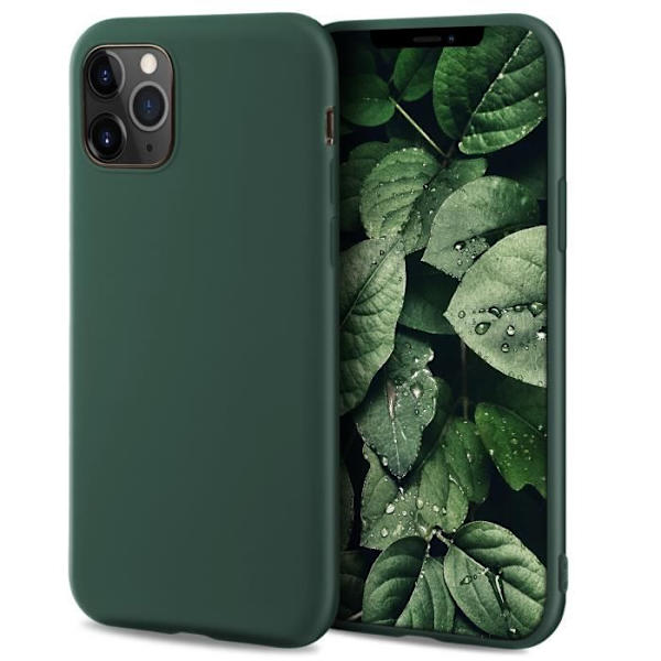 Moozy Minimalist Series Silikonfodral för iPhone 11 Pro Max, Skogsgrön - Matt finish, Slimt Tunt Mjukt TPU-skal