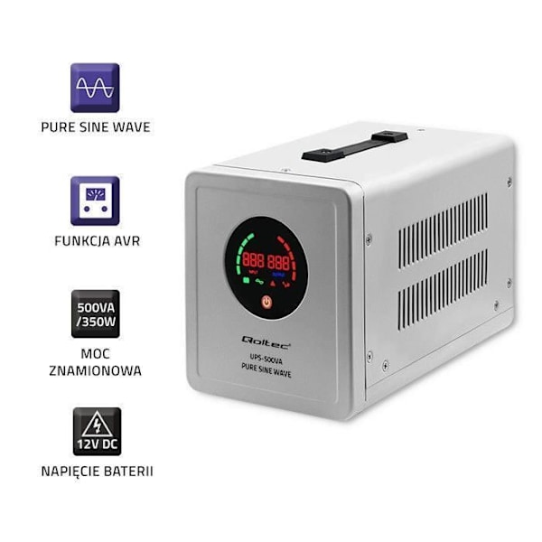 Qoltec avbrottsfri strömförsörjning Pure Sine Wave - 5901878507194