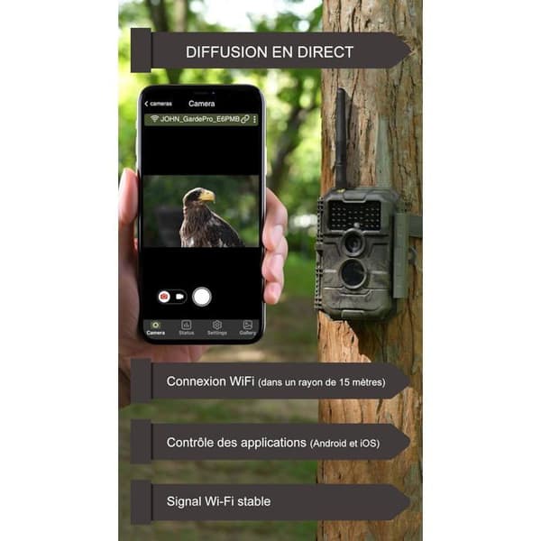 Jaktkamera - GARDEPRO - E6P Max - 64 MP - 1296P - Batteri 8000 mAh