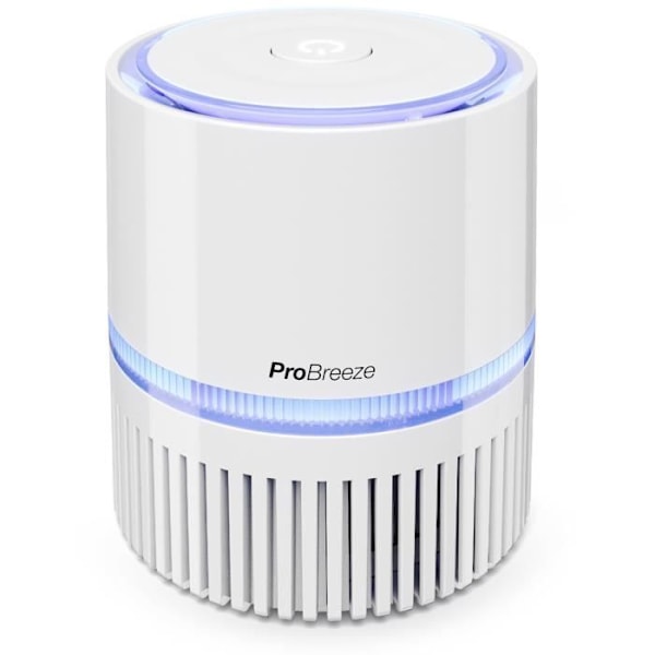 Pro Breeze Mini 3-i-1 luftrenare - luftjonisator med äkta HEPA-filter, USB och nätström Vit