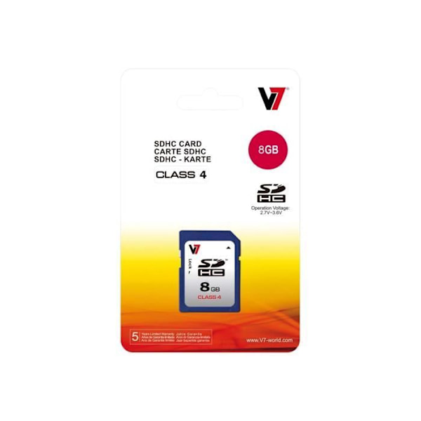 8GB Class 4 V7 SDHC Flash-minneskort - Blå