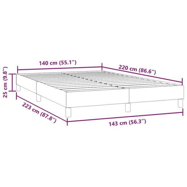 vidaXL Sängram utan madrass ljusgrå 140x220 cm sammet 4101403 Grå