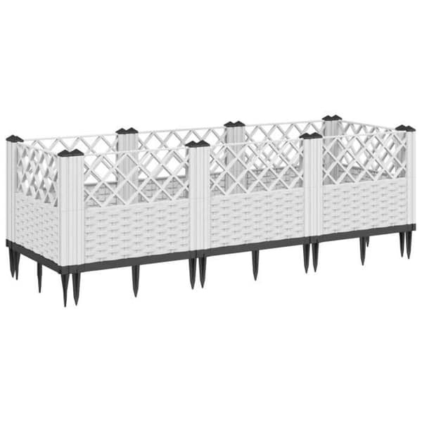 vidaXL Blomlåda med pinnar vit 123,5x43,5x43,5 cm PP 368020