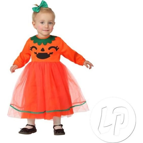 Baby girl pumpa kostym 12-24 månader - ATOSA - spetsklänning och pannband - Halloween Orange