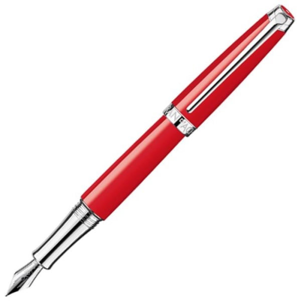 Penna - pennsats - refill Caran d'ache - CD4799.770 - Leman Medium Silver Plate Reservoarpenna - Röd