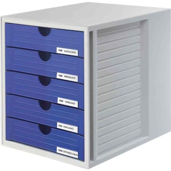 Arkivmodul - HAN - 5 lådor - Grå / Blå - Polystyren Gråblå