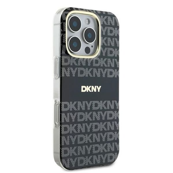 Coque för iPhone 16 Pro - DKNY Hardcase Repeat Texture Pattern With Stripe (DKHMP16LHRHSEK) - Svart