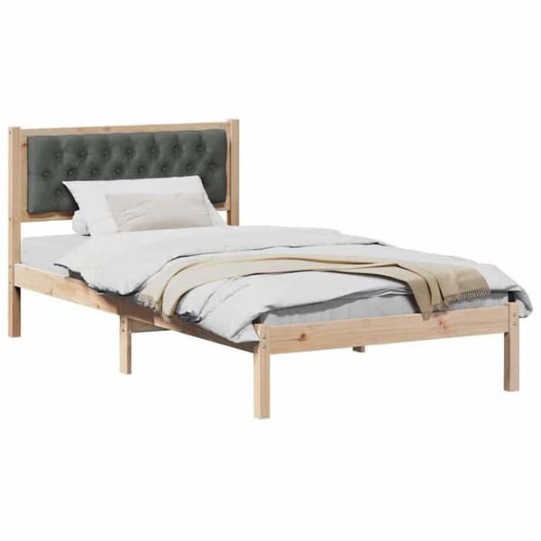 vidaXL Sängram Mörkgrå 100 x 200 cm Massivt trä 878210