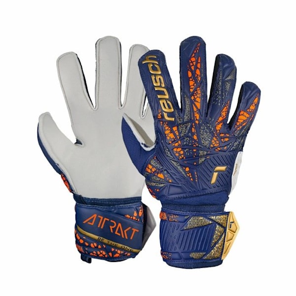 Målvaktshandskar - Reusch - Attrakt Solid - Maximal grepp - Hållbar - Unisex premium blå/guld L/XL