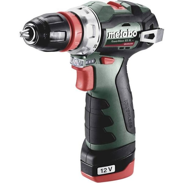 Metabo PowerMaxx BS BL Q 601749500 sladdlös borrmaskin/skruvdragare 12 V 2 Ah Li-Ion + 2 batterier - 4061792217843