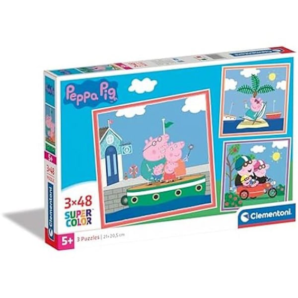 "Pussel Peppa Pig Supercolor Pig-3x48 - Clementoni - För barn 5 år - Förpackning med 3 (48 bitar)" Flerfärgad