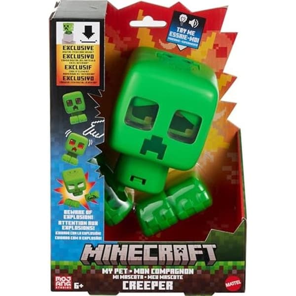 Minecraft Figurine Creeper interaktiv - ljud- och ljuseffekter, återmonterbar explosion, 14 cm
