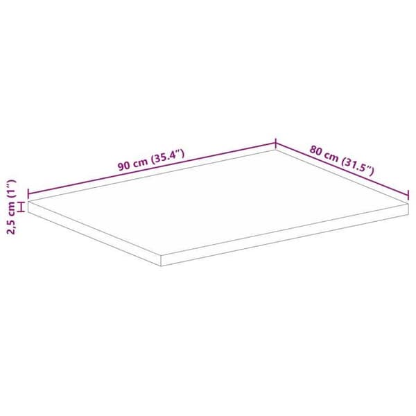 vidaXL Bordsskiva 90x80x2,5 cm rektangulär massiv mangoträ 371481