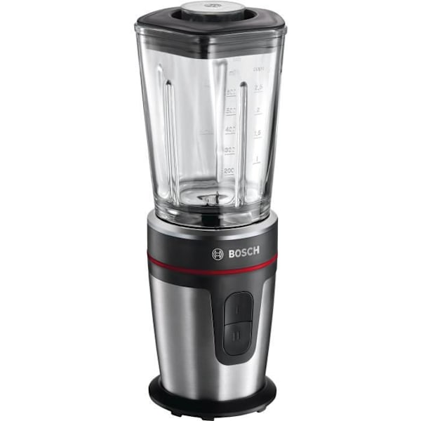BOSCH Mini blender Mixx2Go - 350 W- 2 hastigheter-Blender 600ml- Rostfria blad- Krossad är funktion - Svart och borstat rostfritt stål