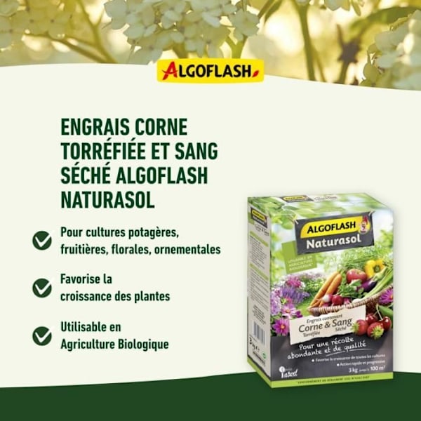 ALGOFLASH NATURASOL - Rostat horn och torkat blodgödsel 1,5 kg