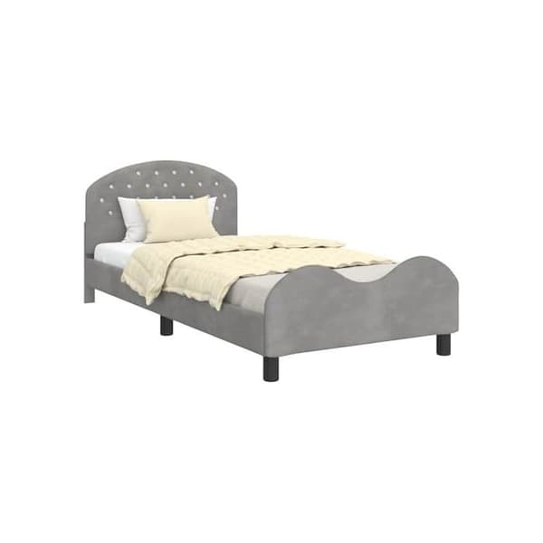Modern sängram - vidaXL - Ljusgrå - Sammet - 80x200 cm - Ingenjörsträ - Låg design - Förvaringsfickor Ljusgrått