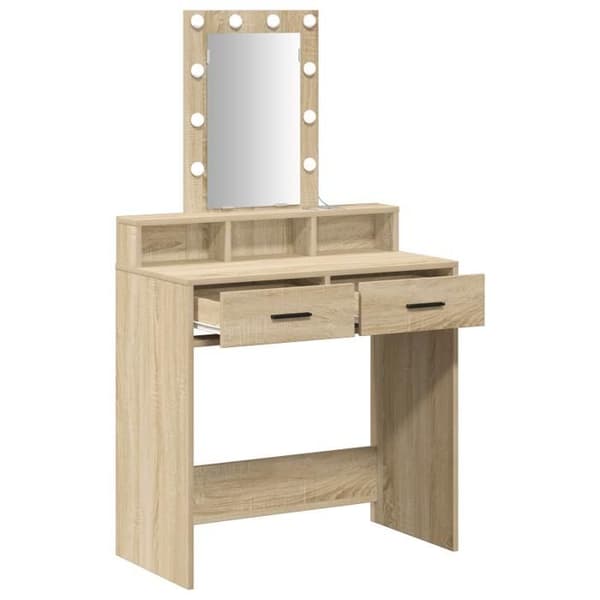Coiffeuse med LED-lampor Ek Sonoma 79x41x140 cm