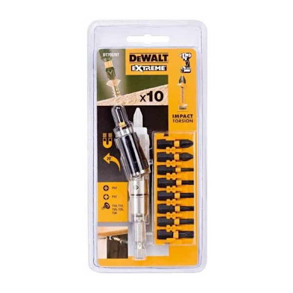 10-delat set DEWALT DT70518T-QZ med vridbar bitshållare