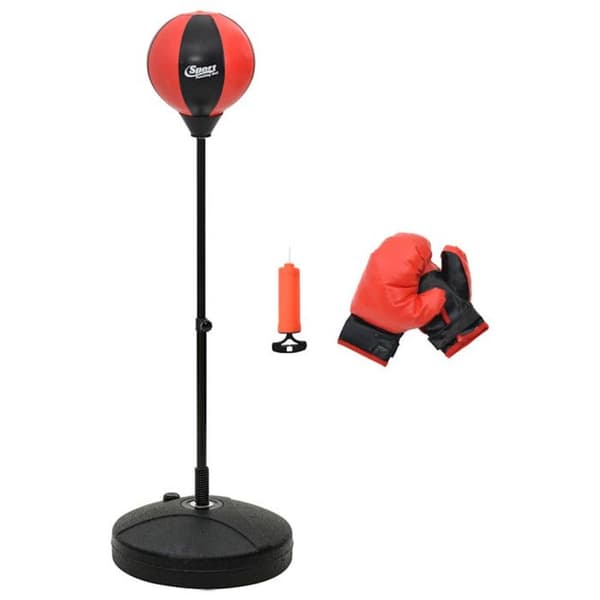 Set med boxningsboll med handskar och pump, justerbar höjd
