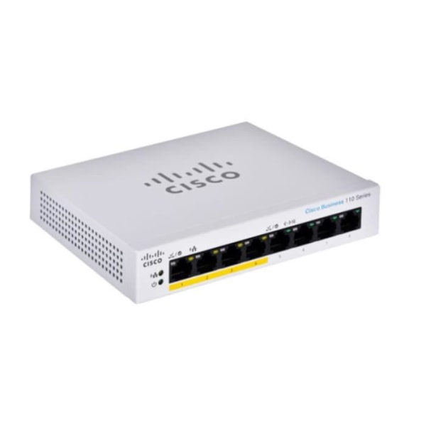 Cisco CBS110-8PP-D-EU Unmanaged 8-ports GE, (4 PoE-stöd med 32W effektbudget), Desktop, Ext PS