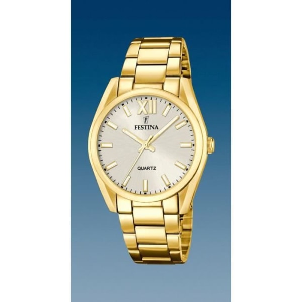 Festina Boyfriend Woman - F20640/1 - Diameter 36.80mm - Champagneurtavla - Vattentät 50m - Mineralglas - Gult PVD-fodral och armband