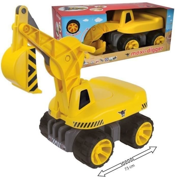 Miniatyrfordon - SMOBY - BIG MAXI Grävmaskin - Ledad arm - Tysta hjul - Gul Gul Svart Grå