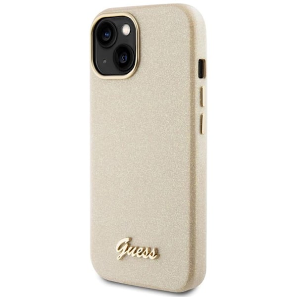 Skydd för iPhone 15 / iPhone 14 / iPhone 13 - Guess Glitter Glossy Glossy Script (GUHCP15SPGMCSD) - Glittrande Beige