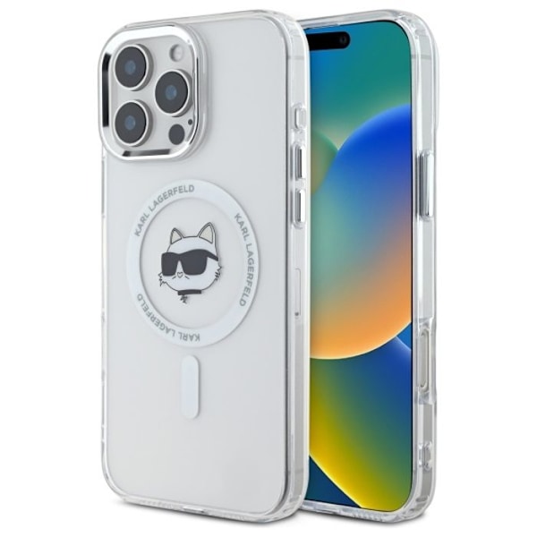Coque MagSafe Karl Lagerfeld IML Metal Choupette Head för iPhone 16 Pro Max (vit)