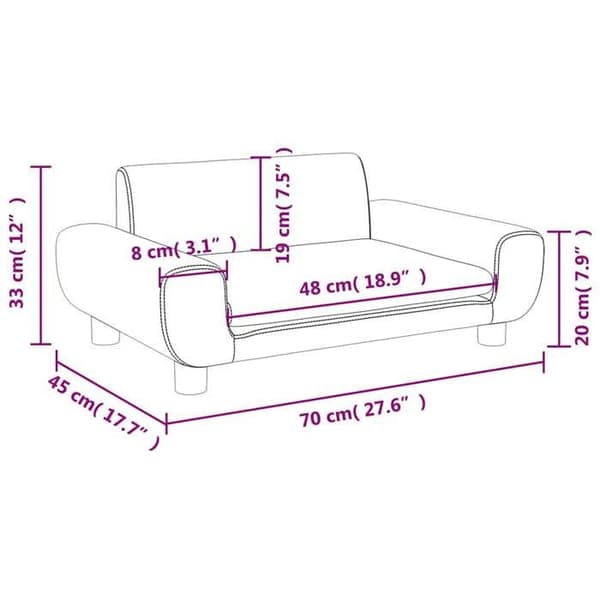 vidaXL Barnsoffa brun 70x45x33 cm sammet 3196391