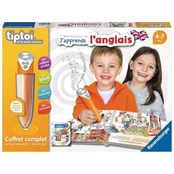 tiptoi® - Komplett interaktivt lässet + bok Jag lär mig engelska - Ravensburger - Pedagogiskt elektroniskt spel - Från 4 år Flerfärgad