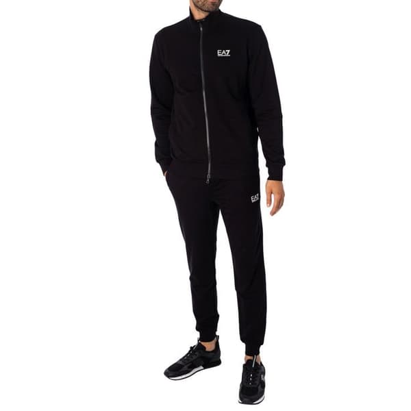 Zip-up Träningsjacka Med Logotyp På Bröstet - EA7 Svart M
