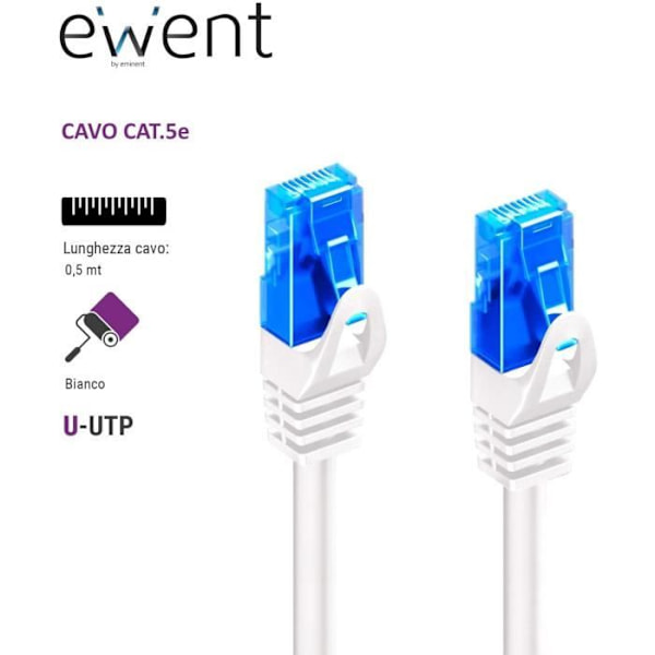 Ewent nätverkskabel Patchkabel Cat 5e U-UTP AWG 26-7 2 x RJ45 vit
